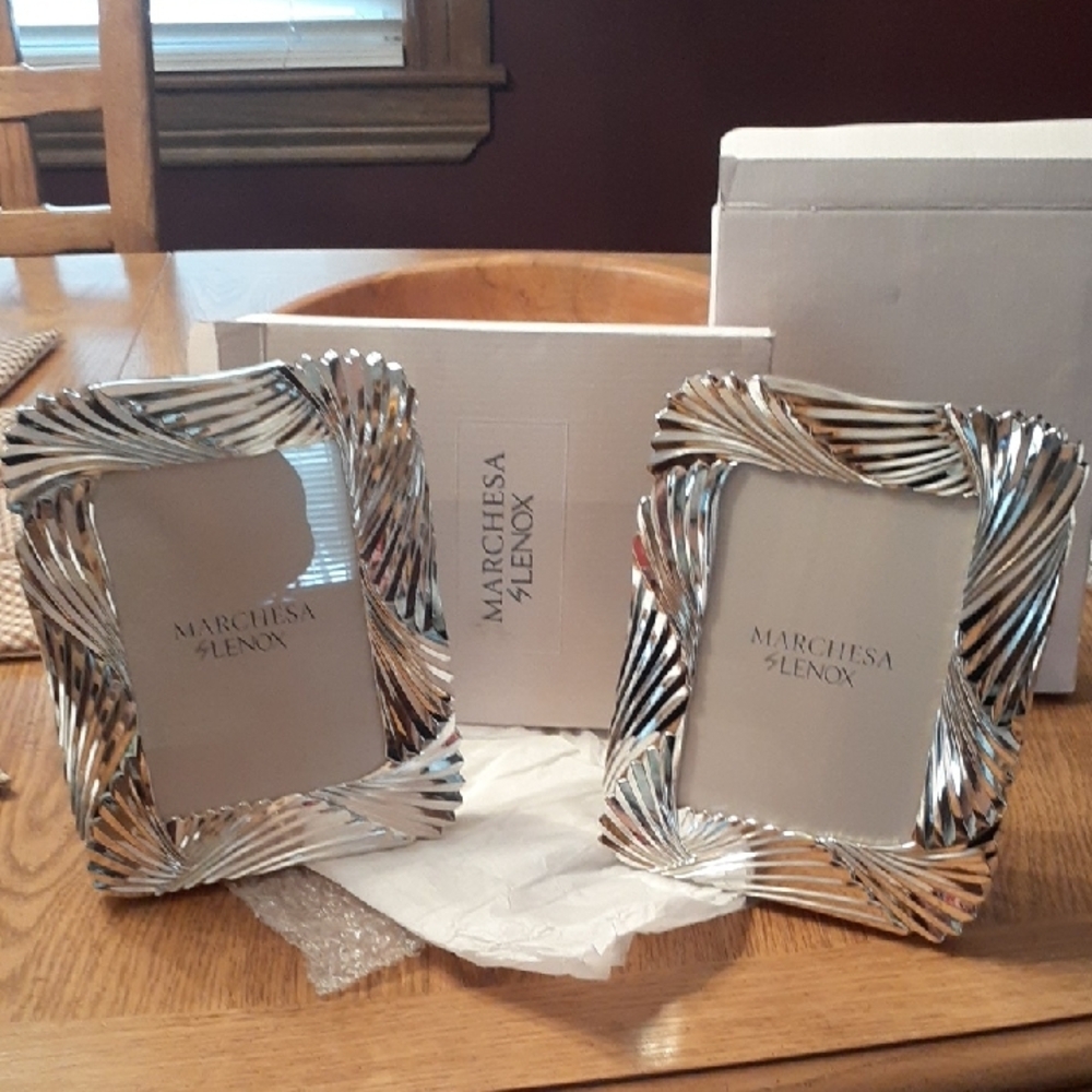 Lenox Silver Accents Picture Frames with Ornate Design. New In Original Boxes